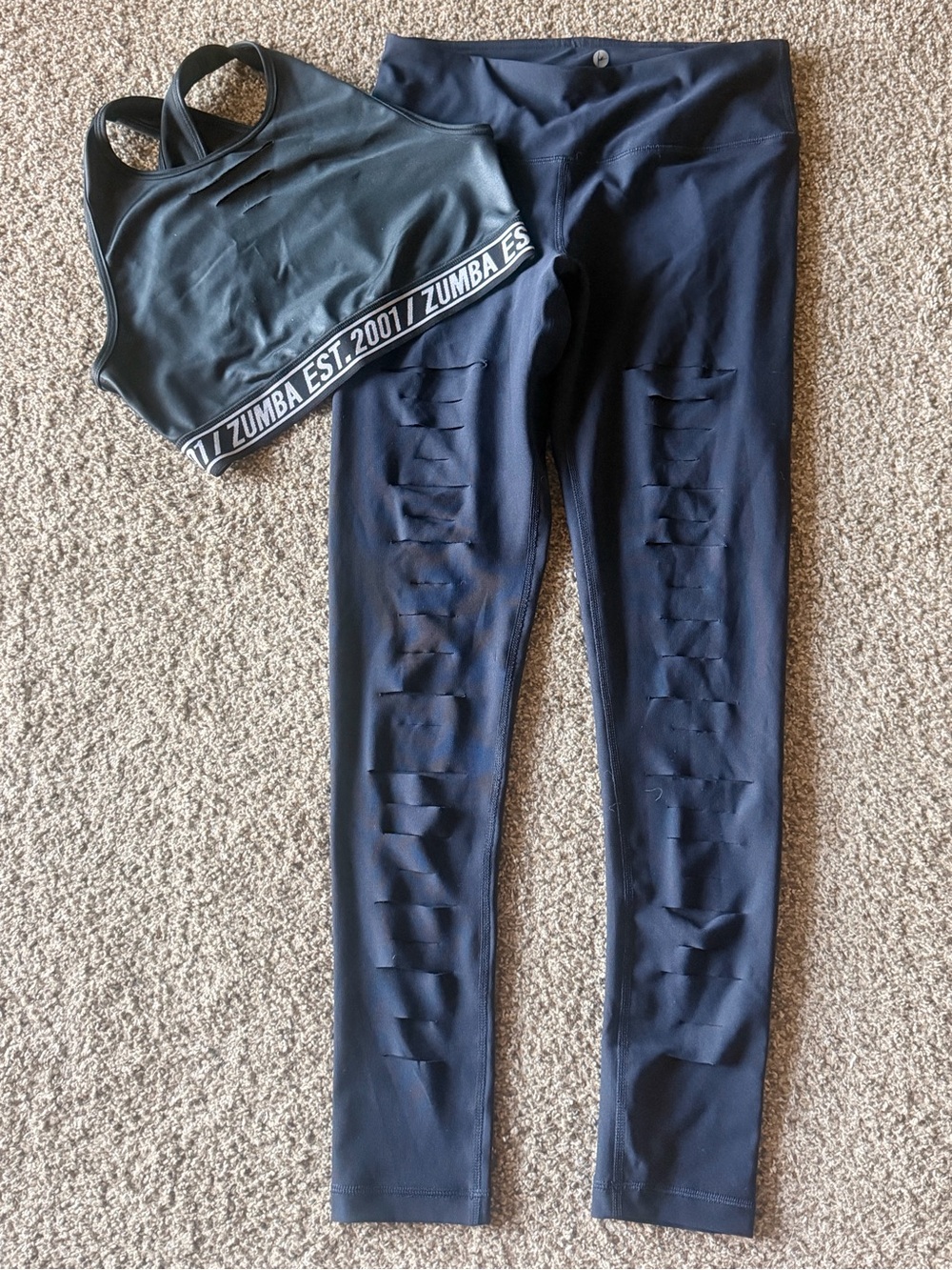 Zumba black bra Size M & leggings with front cutouts Size S